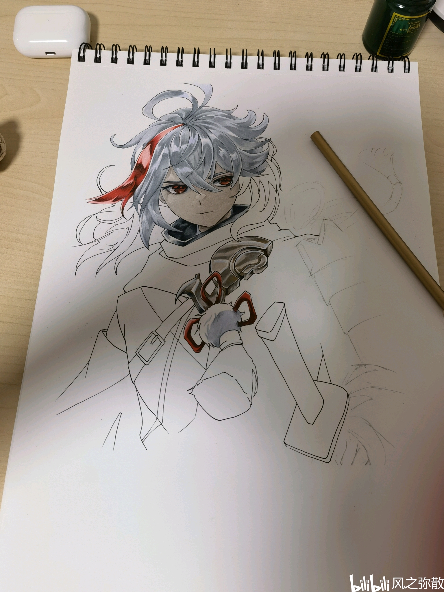 枫原万叶彩铅手绘