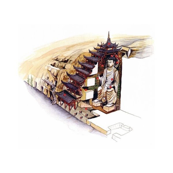 中国经典古建筑原画插画参考素材