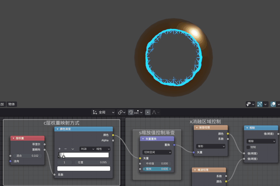 动态消溶效果材质节点图如下: 节点图 gif gif gif 其他延伸效果测试