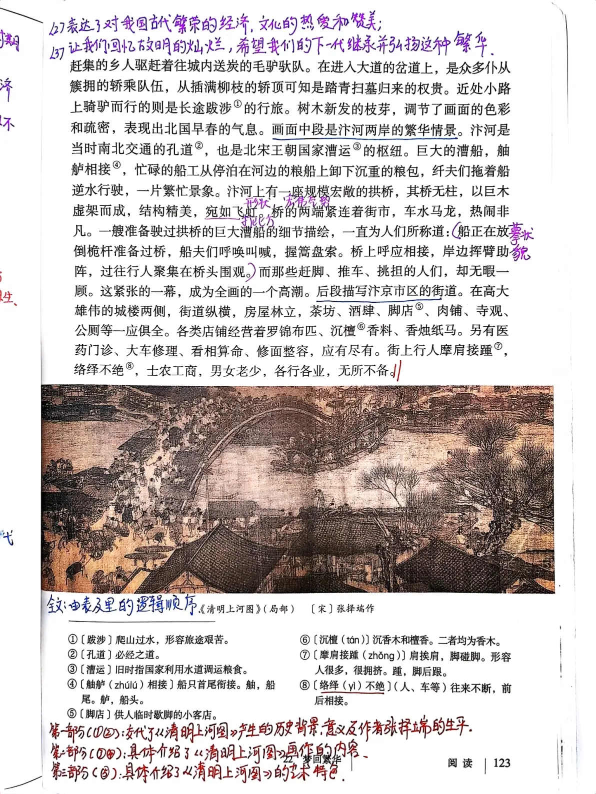 八年级上册语文，22梦回繁华，课文笔记