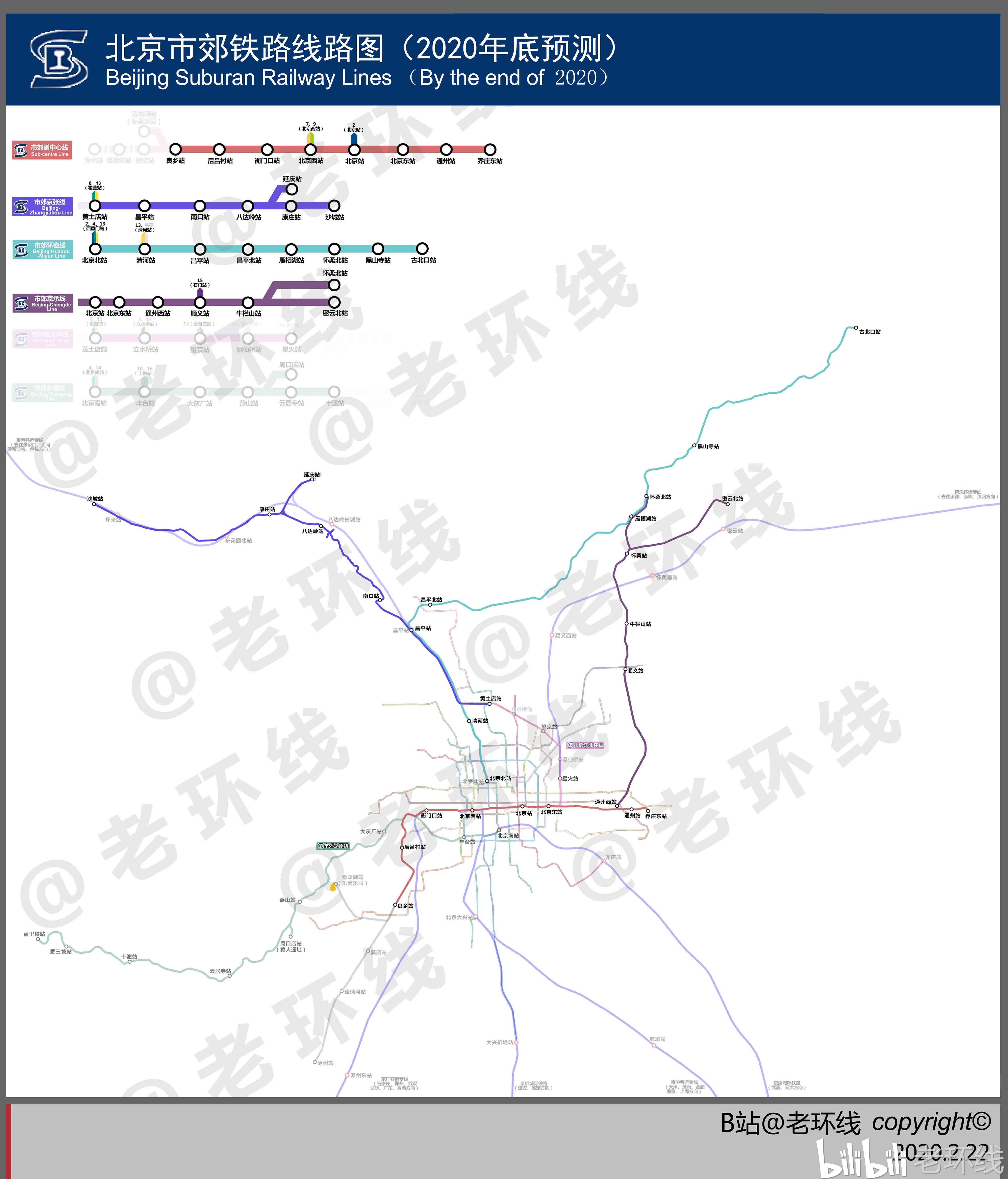北京市郊铁路线路图2020年底预测