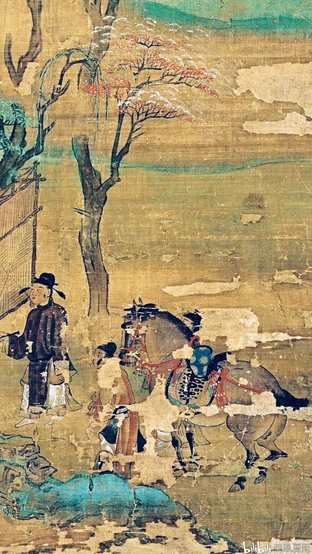 古画日本平安时代山水屏风