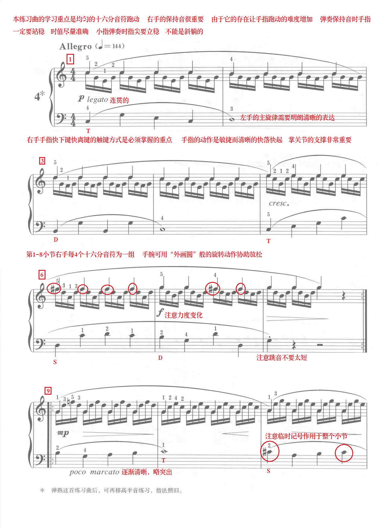 车尔尼练习曲849第4首作品讲习