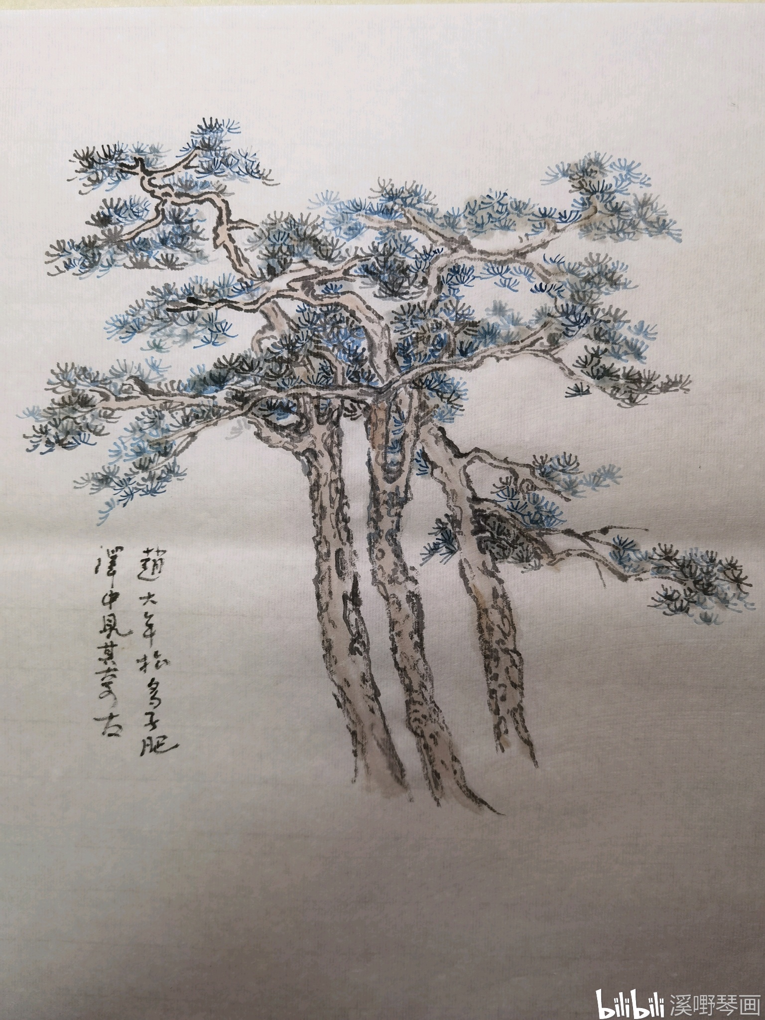 【芥子园】王蒙马远大年松树彩色临摹稿