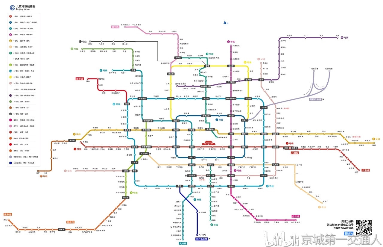 全新2019年北京地铁路线图