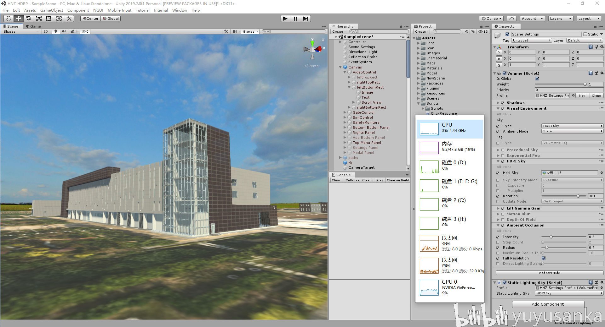 unity资源消耗一个方面是只使用游戏引擎搭建场景，再通过渲染器输出或者