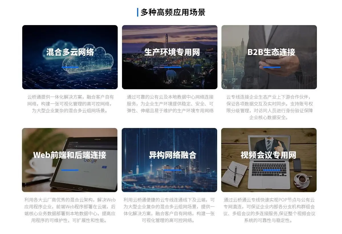 云桥通企业组网云专线的多种高频应用场景