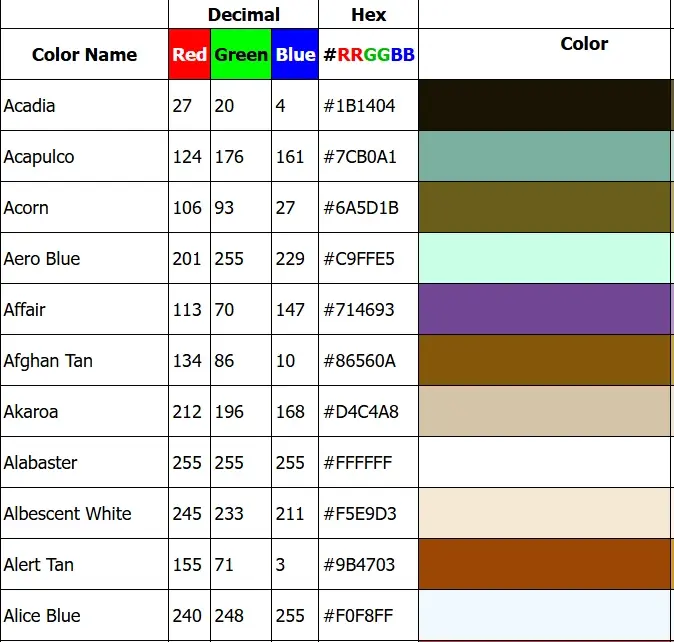 各种色彩（colors）网站，仅供参考。