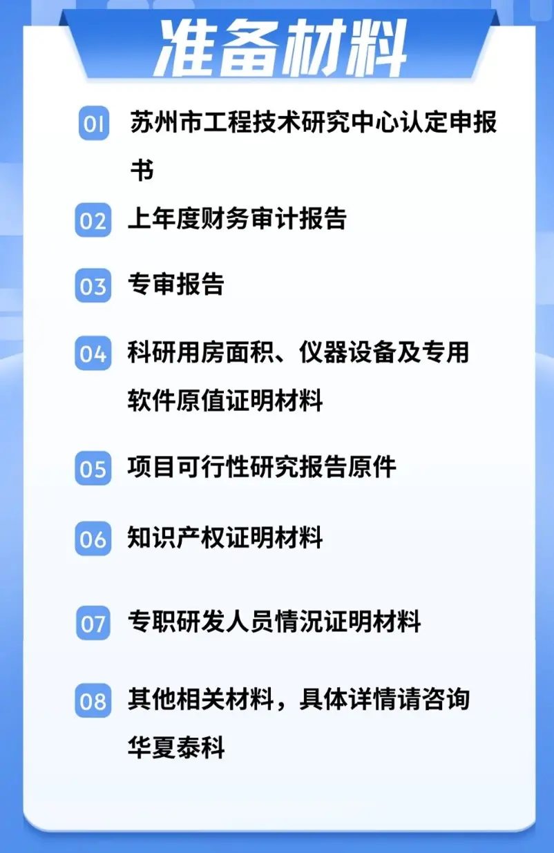 办理苏州市工程技术研发中心需要准备什么材料？