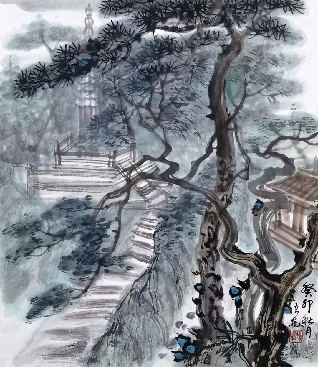 层层立 心香处处留 53cmx46cm石径通灵隐 远山倚画屏 53cmx46cm西泠烟雨 53cmx