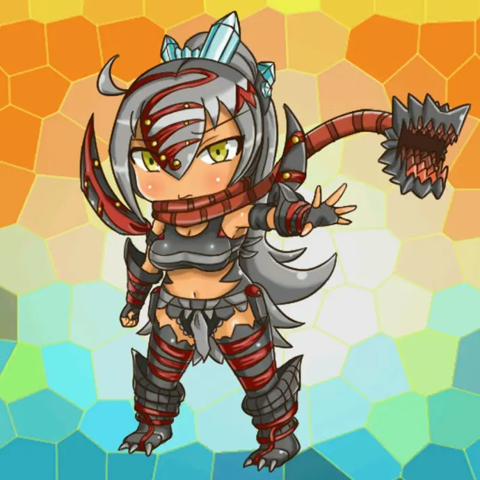 【绘画过程】怪兽娘 黑暗伽鲁贝洛斯