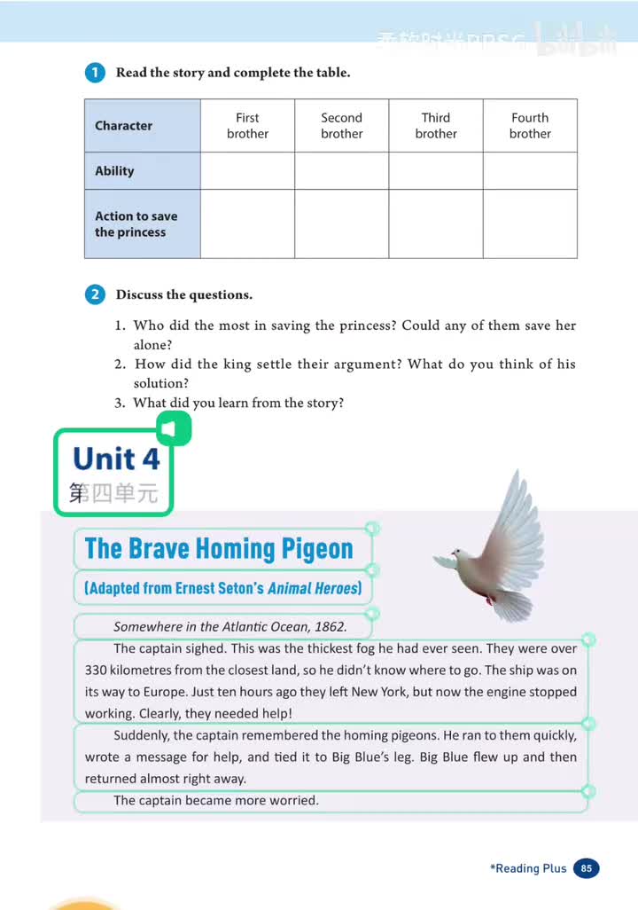 Unit 4 勇敢的信鸽 (p.85-86)