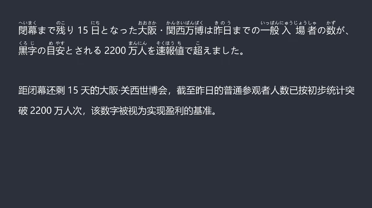 2025.09.29大阪·关西世博会普通参观者人数突破2200万盈利基准线