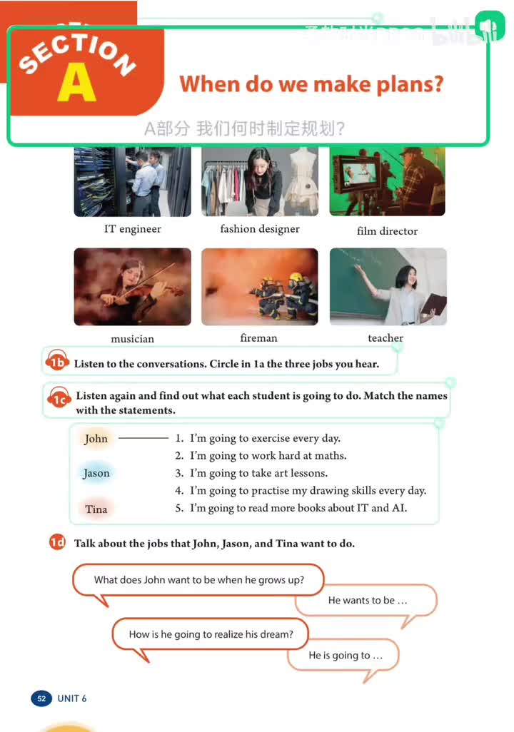 Unit 6 (p.52) 1b、1c