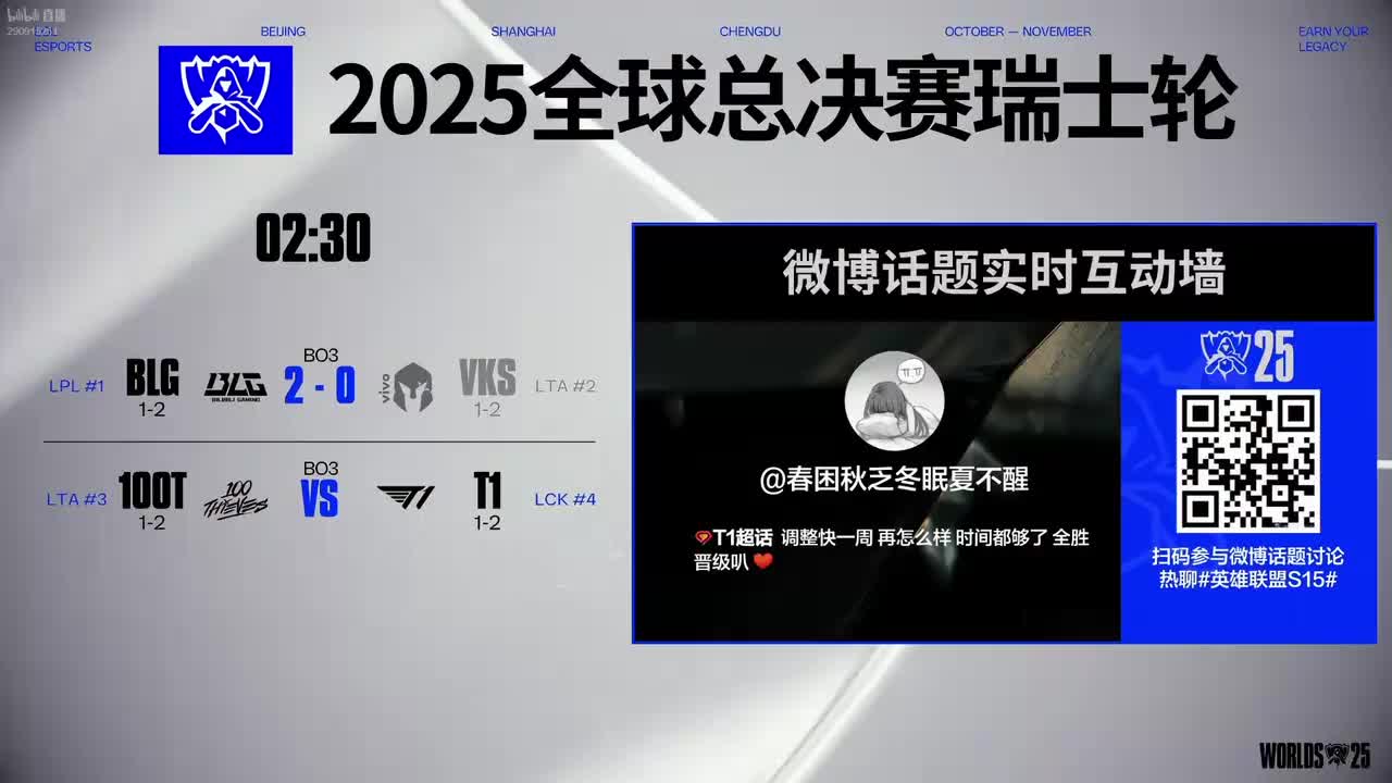 【S15瑞士轮】10月24日 T1 vs 100T