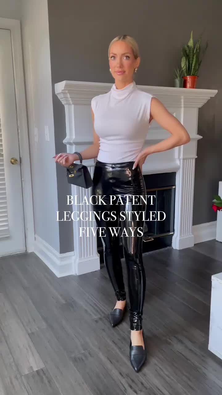 BLACK PATENT LEGGINGS STYLED FIVE WAYS ｜ outfit ideas ｜ fashion style ｜ Holly Jo