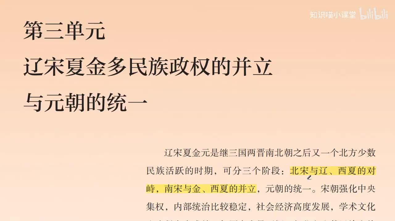 3、必修一：第三单元 辽宋夏金元