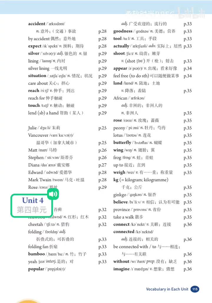 Unit 4 单词 (p.1145-116)