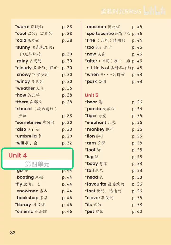 Unit 4 词汇