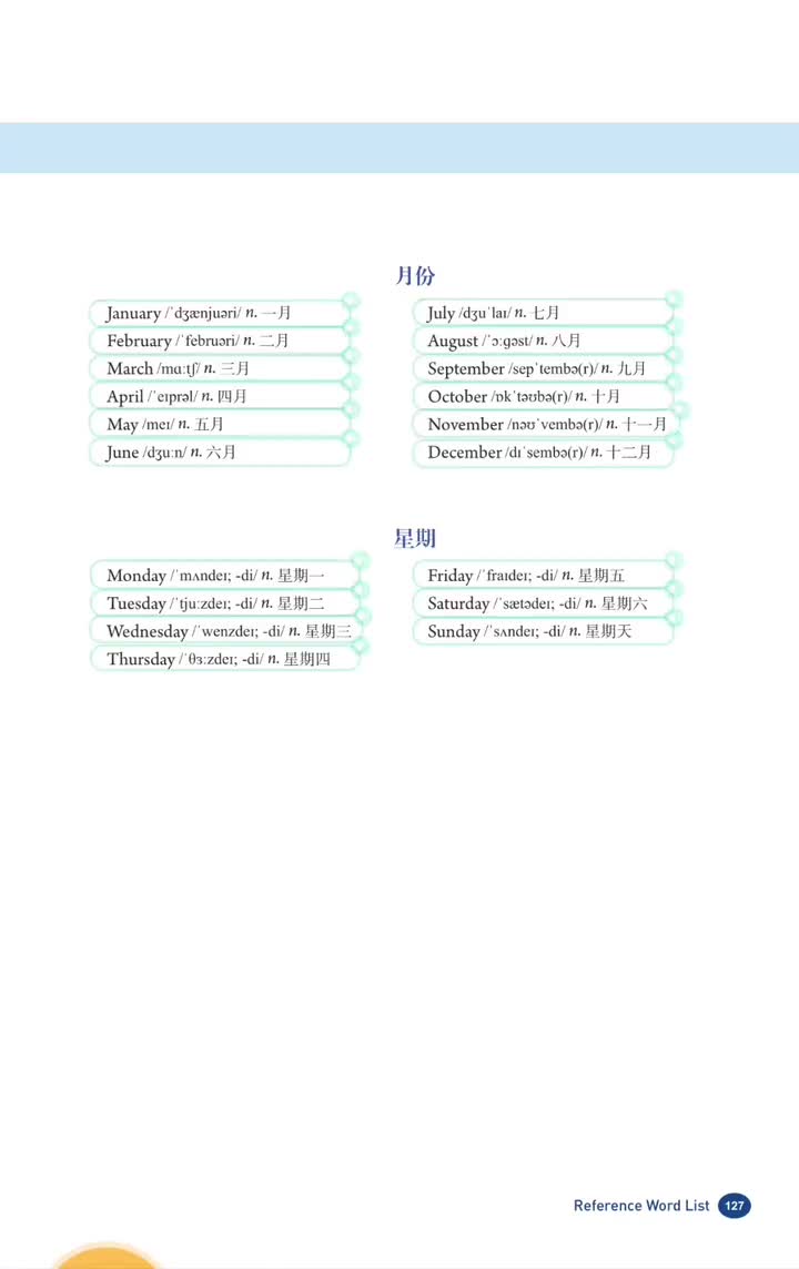 月份、星期 (p.127) END