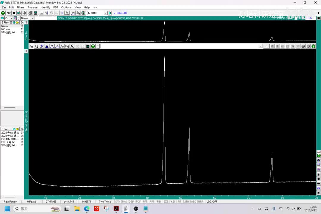 【XRD】PDF卡片确定物相