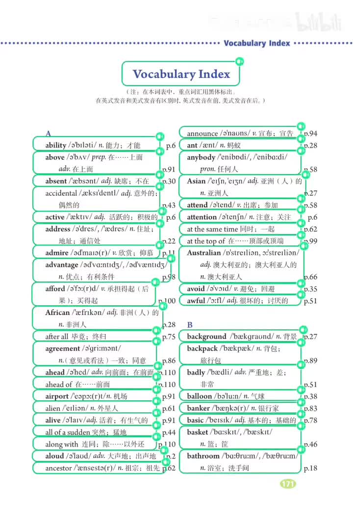 A-Z 词汇 (p.171-183)