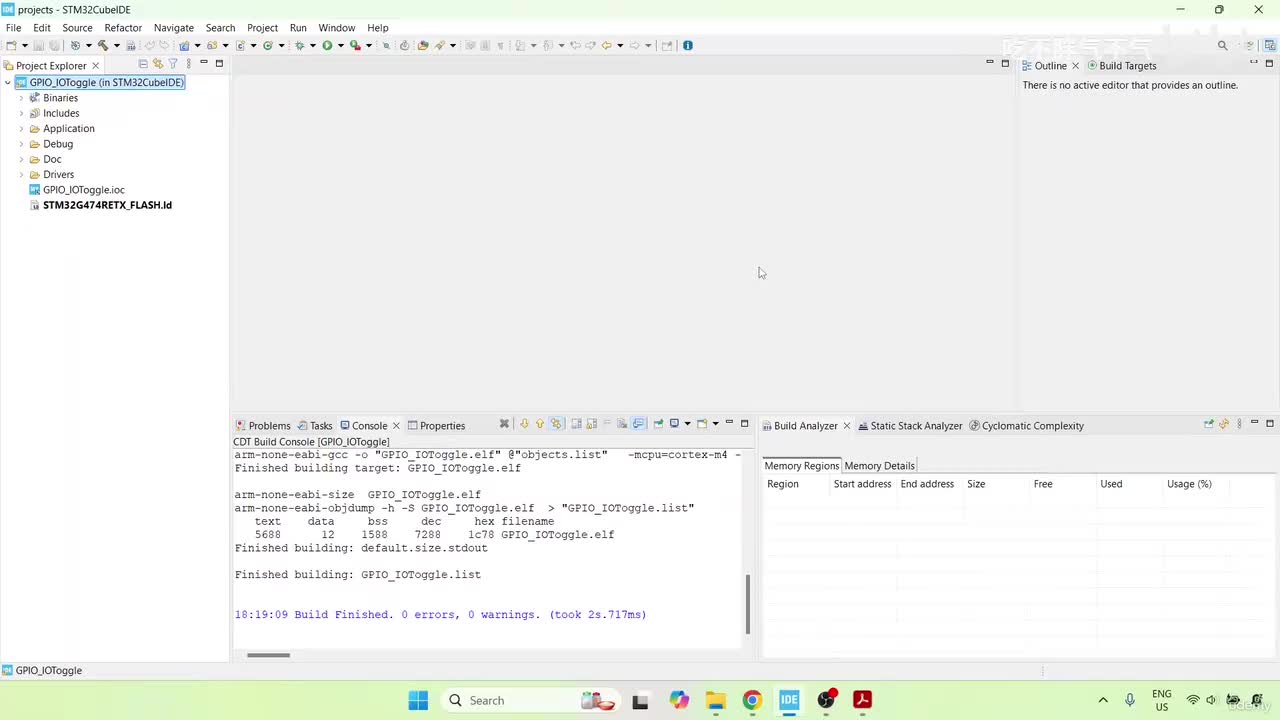 10 - Executing the example GPIO toggle project on the NUCLEO board-