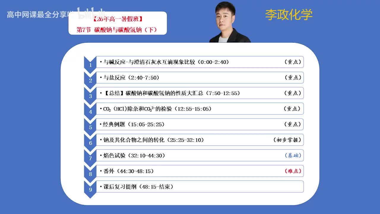 【暑假班】20.【第7讲】 碳酸钠与碳酸氢钠（下）