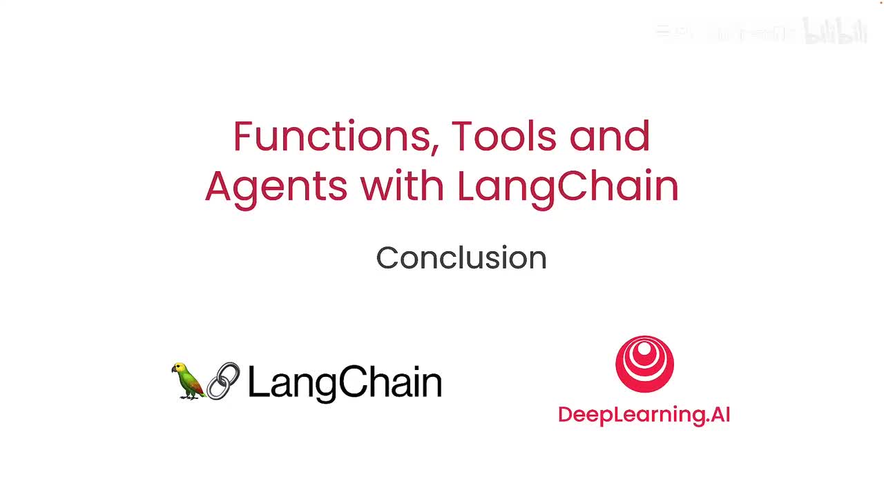 LangChain 的功能、工具和代理08 课程结束