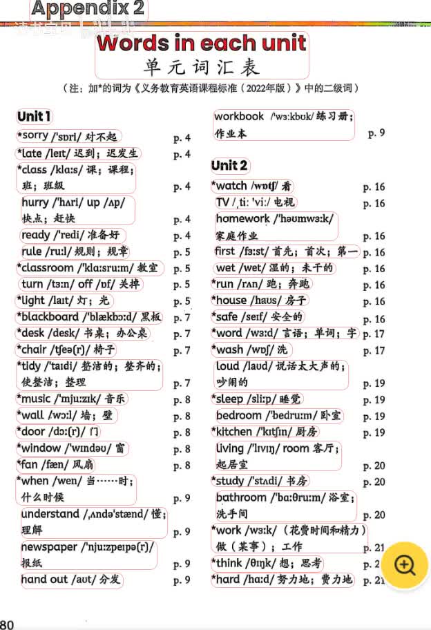 2026四下1词汇表