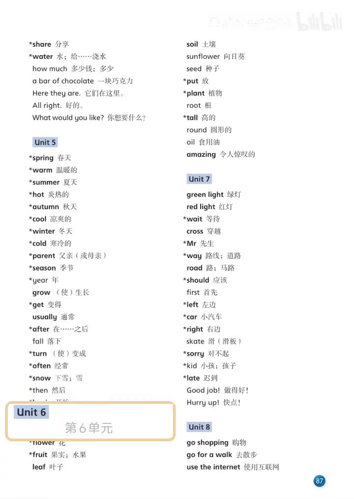 Unit 6 词汇