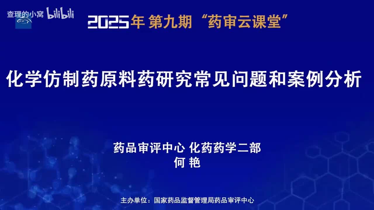 CDE_2025年第九期“药审云课堂”part5_化学仿制药原料药研究常见问题和案例分析