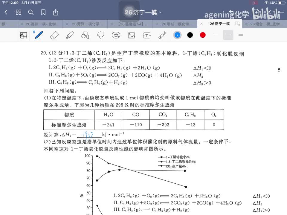 26年3月济宁一模 20 反应原理