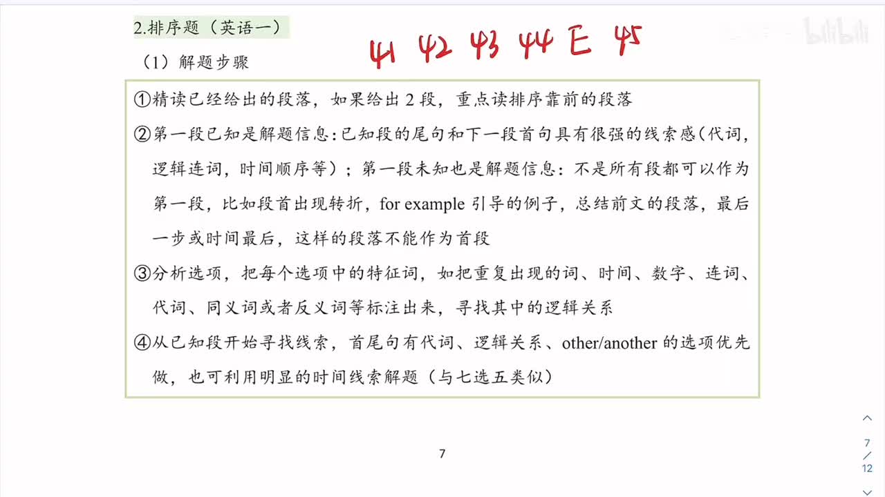 排序题（英一）