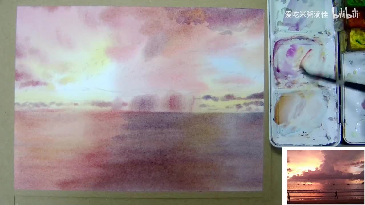 27，28，29沙滩海边风光水彩风景（02）