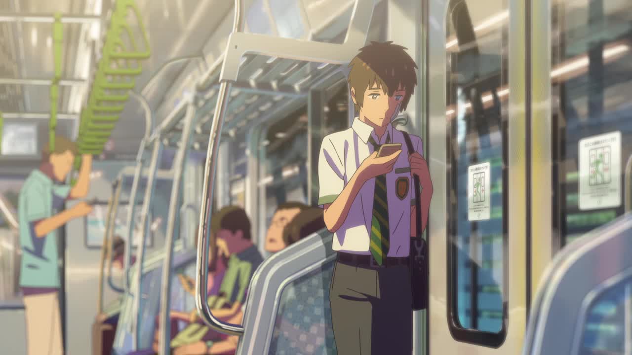 男主地铁上看窗外