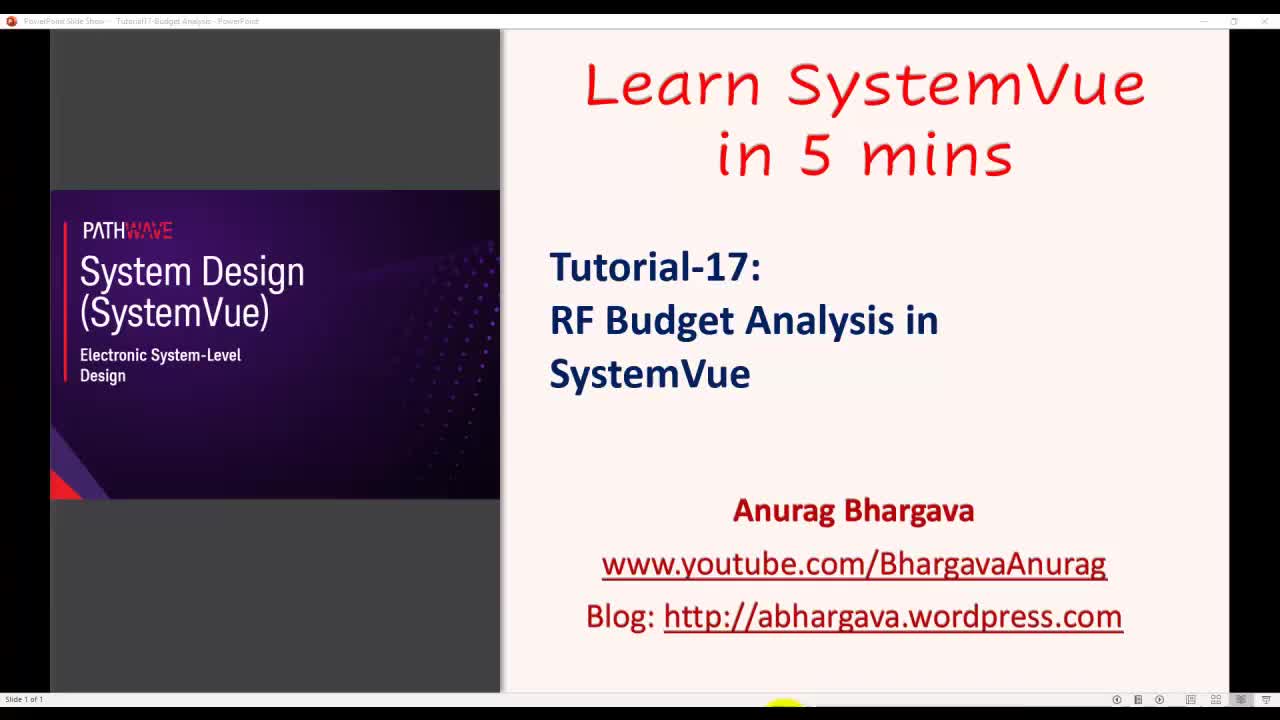 17.Tutorial-17- RF Budget Analysis in SystemVue