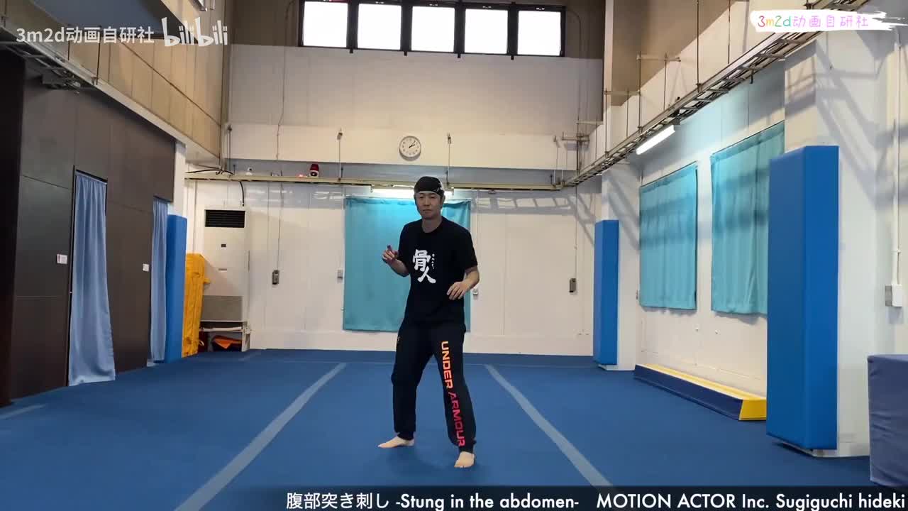 [被攻击][游戏动作真人参考][男]腹部被击中后倒地