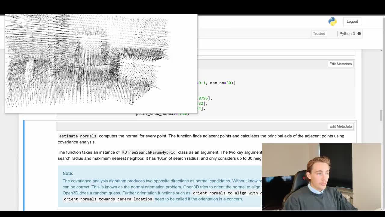 Point Cloud Processing in Open3D with Python - Voxel Downsampling and Normal Est