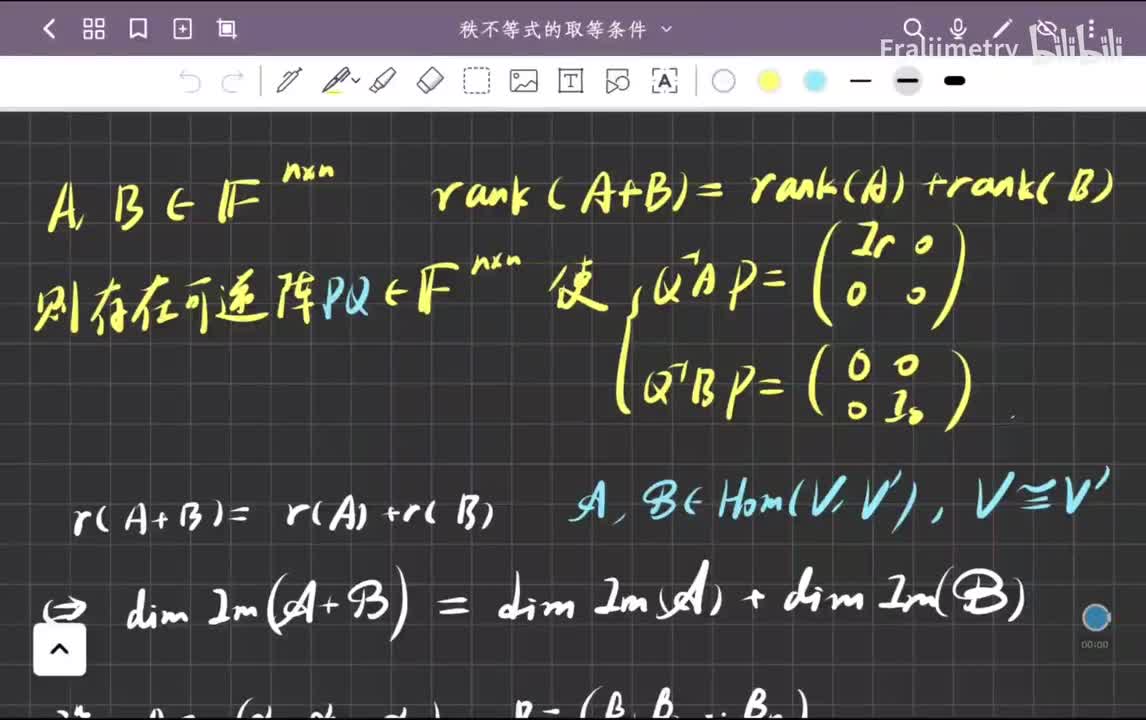 一个秩不等式的取等条件