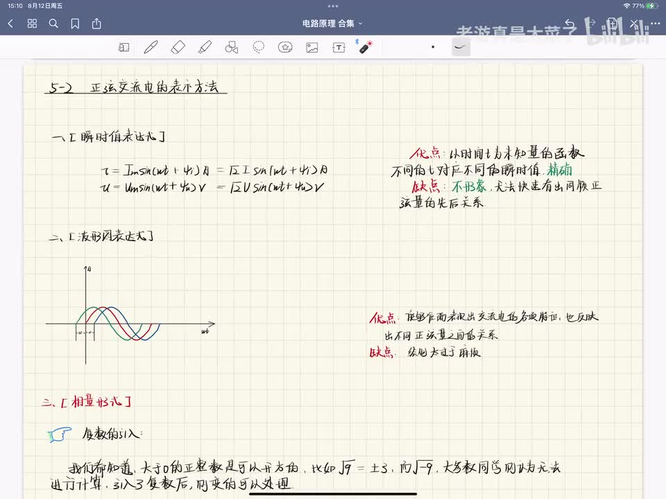 第六章-6.2 正弦交流电的表示方法