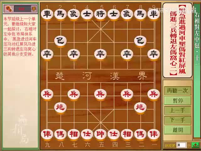 右相对左中炮 | 11黑急进过河车压马，红屏风马进三兵转退左马窝心（二）