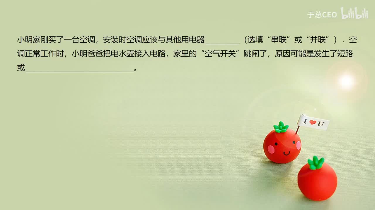 19.1.1家庭电路电流过大的原因-习题