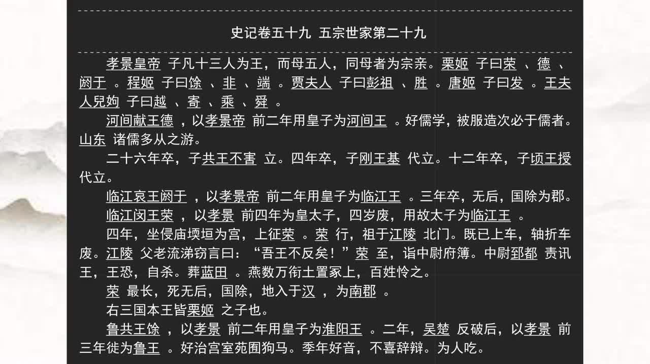 059《史记》卷五十九 五宗世家第二十九