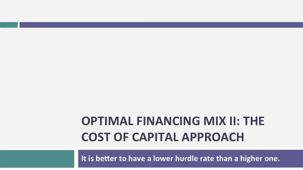 [P18]Session 18_ Optimal Financing Mix II- The cost of capital approach