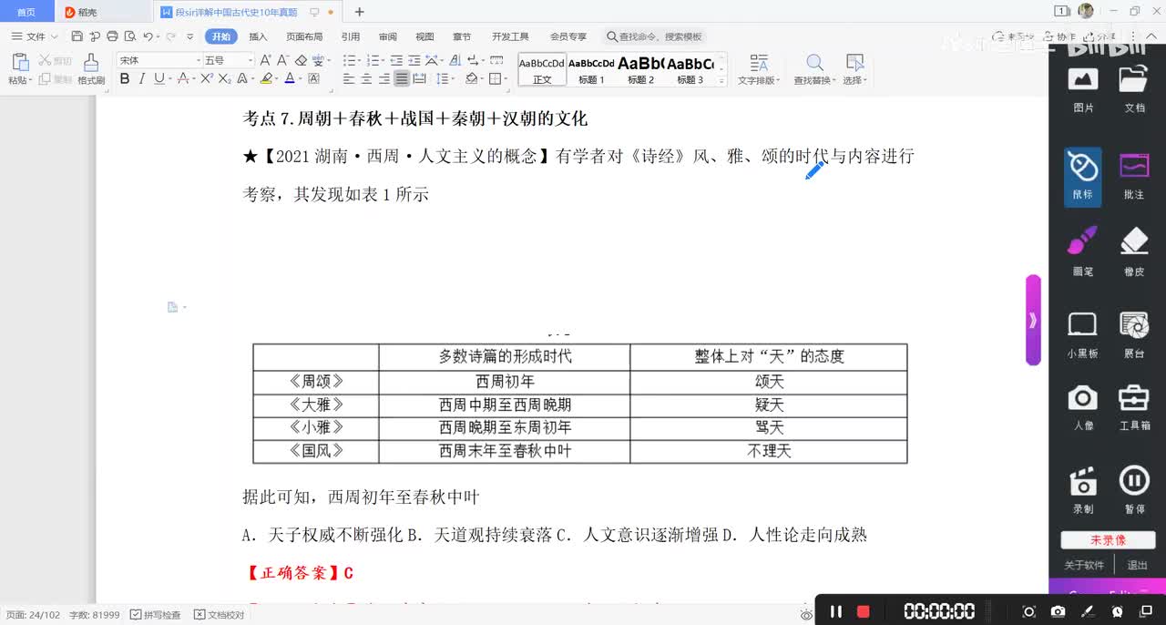 考点7：西周到汉朝的文化①
