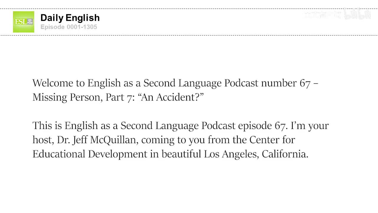 0067 Missing Person, Part 7- “An Accident-”