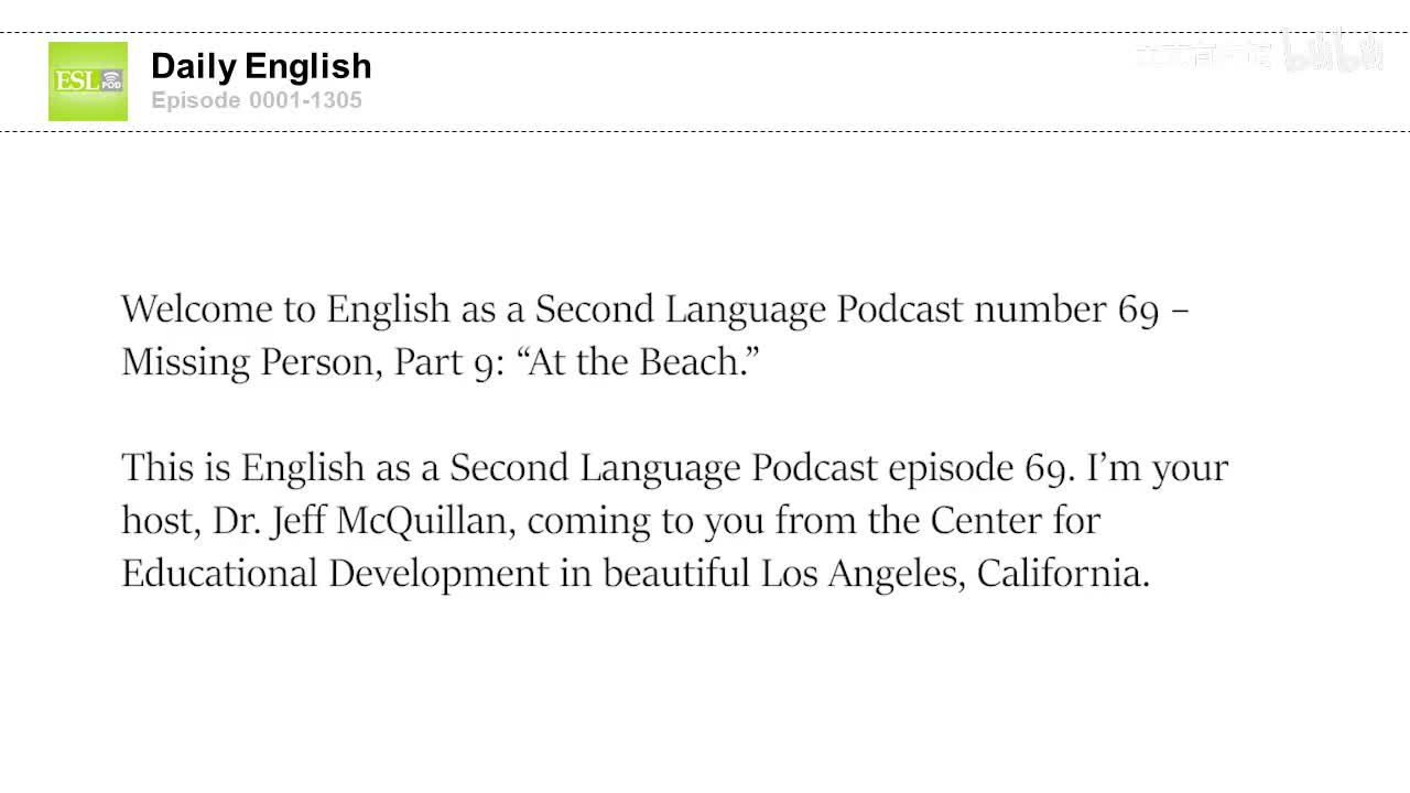 0069 Missing Person, Part 9- “At the Beach.”