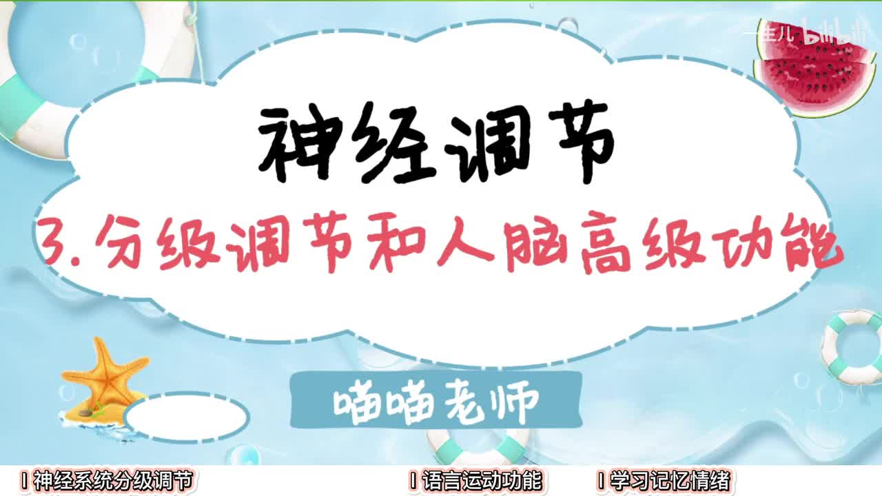 神经调节】3神经系统分级调节和人脑高级功能【辞典】
